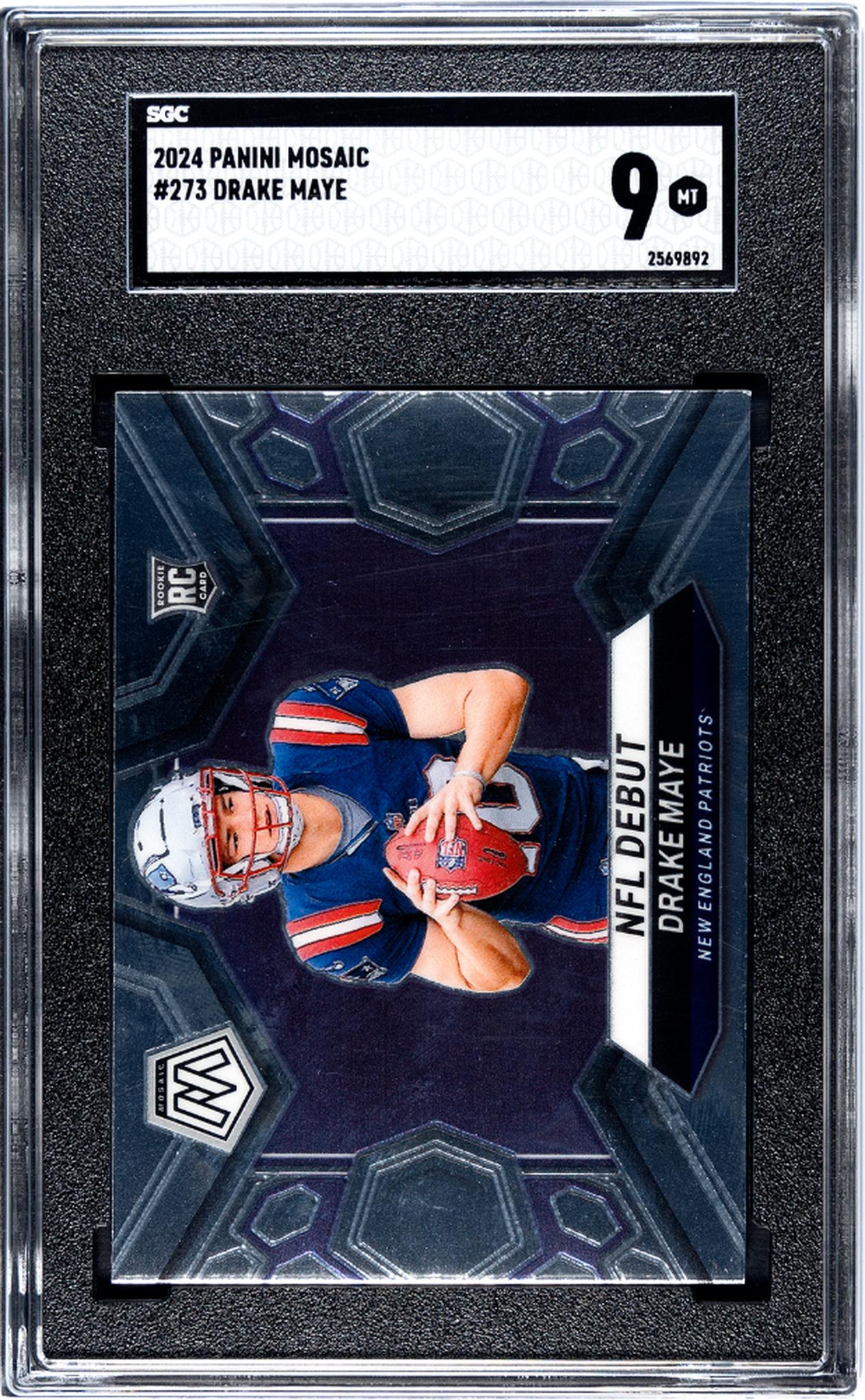 2024 Panini Mosaic NFL Debut Drake Maye #273 RC SGC 9