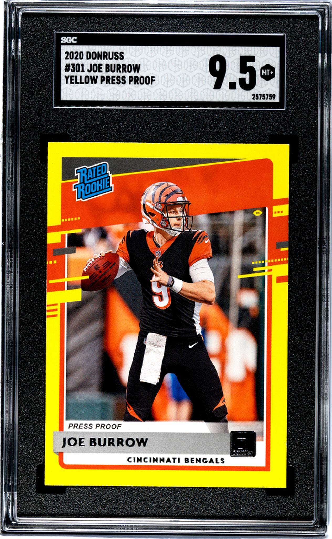 2020 Donruss #301 Joe Burrow Yellow Press Proof SGC 9.5