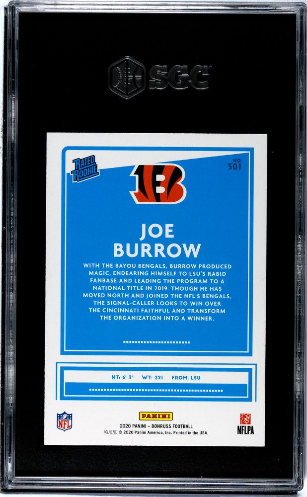 2020 Donruss #301 Joe Burrow Yellow Press Proof SGC 9.5