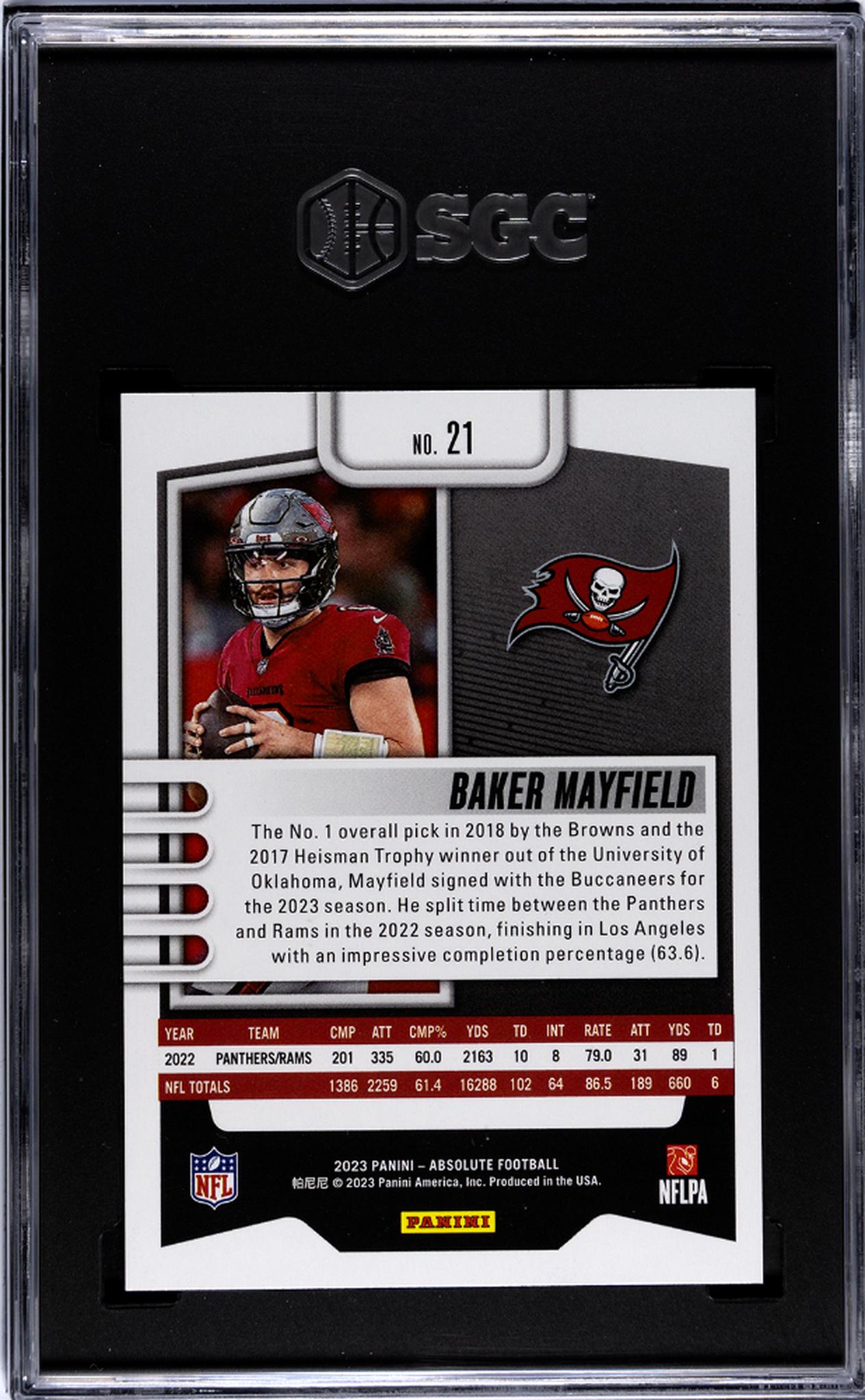 2023 Panini Absolute Baker Mayfield Red Squares #21 /499 SGC 10