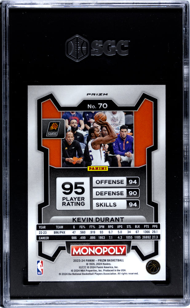 2023 Panini Prizm Monopoly Purple Kevin Durant #70 SGC 9