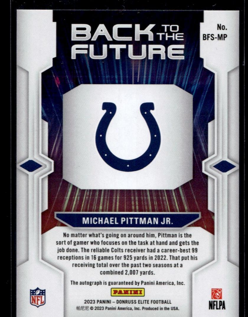 2023 Panini Donruss Elite Michael Pittman Jr. Back to the Future /25 Auto 