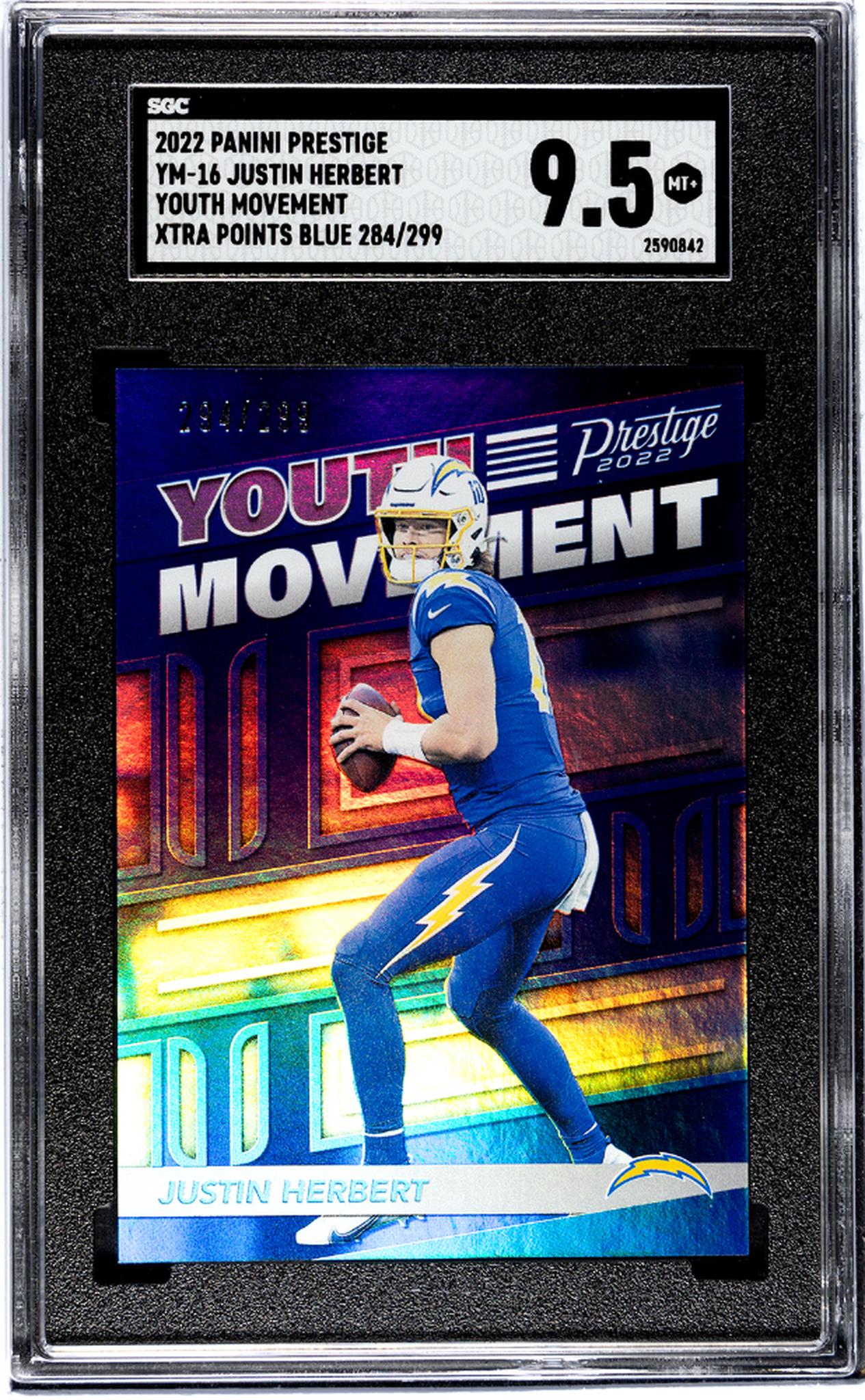 2022 Prestige #YM-16 Justin Herbert Youth Movement /299 SGC 9.5