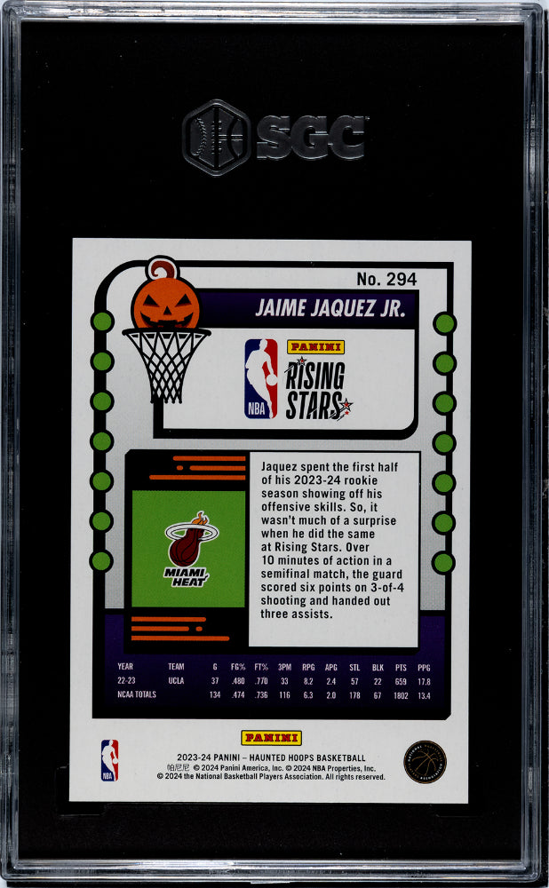 2023 Panini NBA Hoops #294 Jaime Jaquez Jr. Rookie SGC 9.5