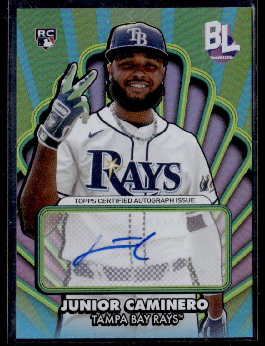 2024 Topps Big League OAA-JM Junior Caminero Opening Act Autograph Card Rookie Tampa Bay Rays