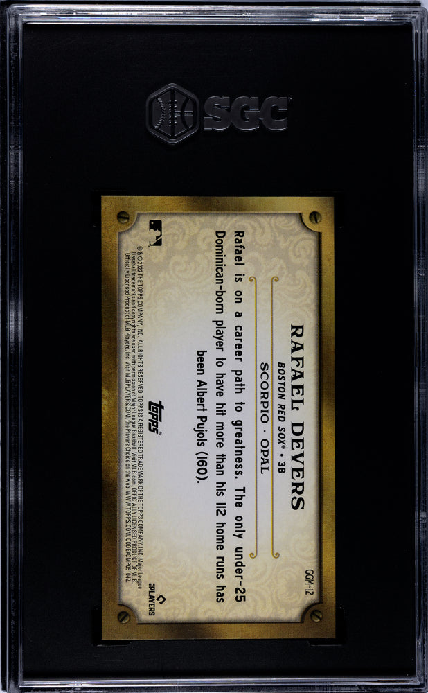 2022 Topps Gypsy Queen GO Gems Mini Rafael Devers #GGM-12 SGC 10