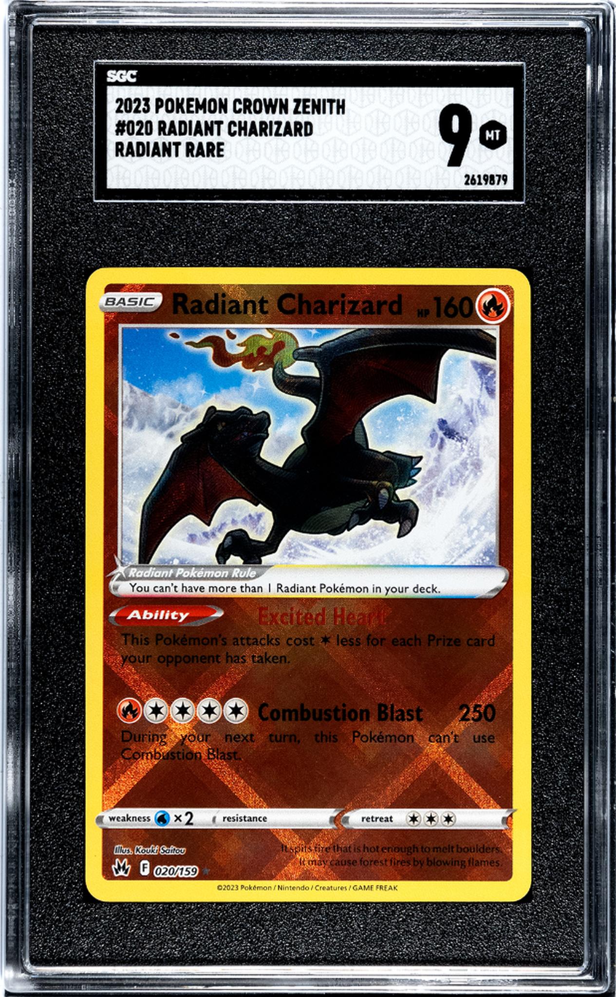 2023 Pokemon Crown Zenith Radiant Rare Charizard #020 SGC 9