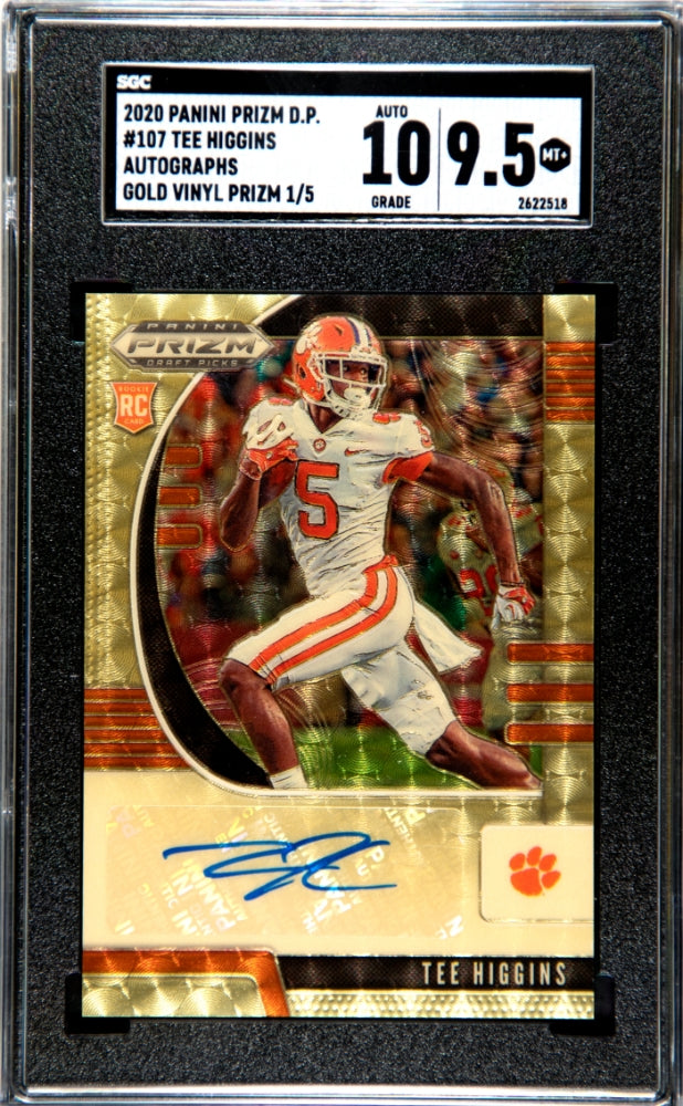 2020 Panini Prizm DP Gold Vinyl Tee Higgins #107 RC Auto 1/5 SGC 9.5 Auto 10