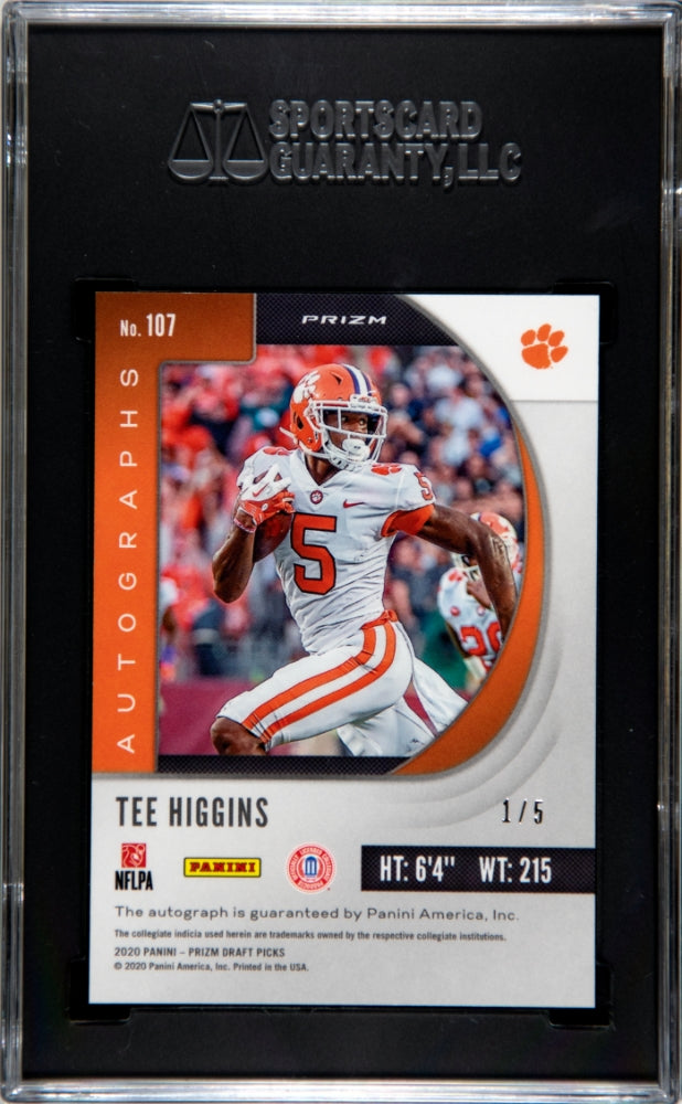 2020 Panini Prizm DP Gold Vinyl Tee Higgins #107 RC Auto 1/5 SGC 9.5 Auto 10