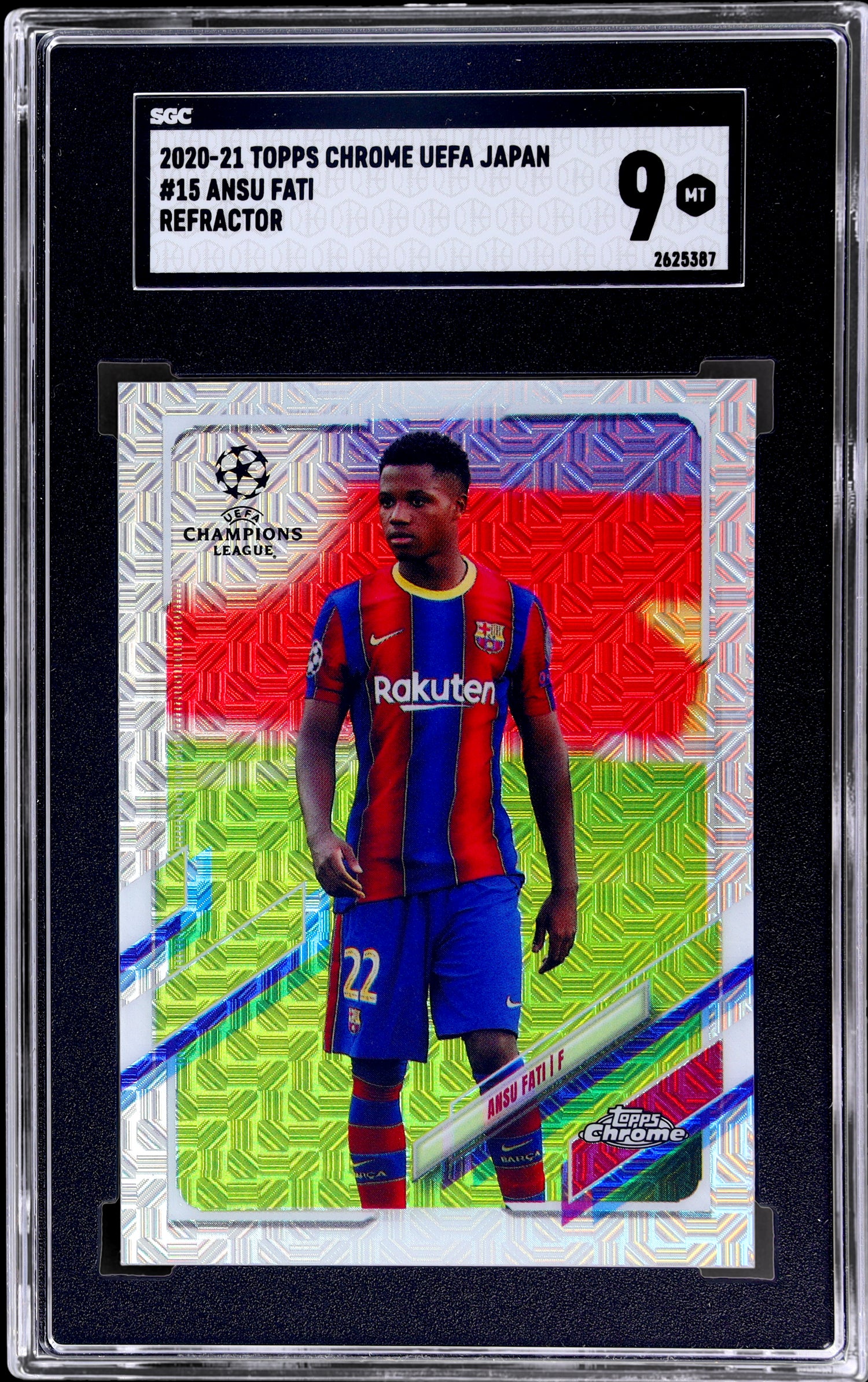 2020-21 Topps Chrome Japan UEFA Ansu Fati #15 Refractor SGC 9