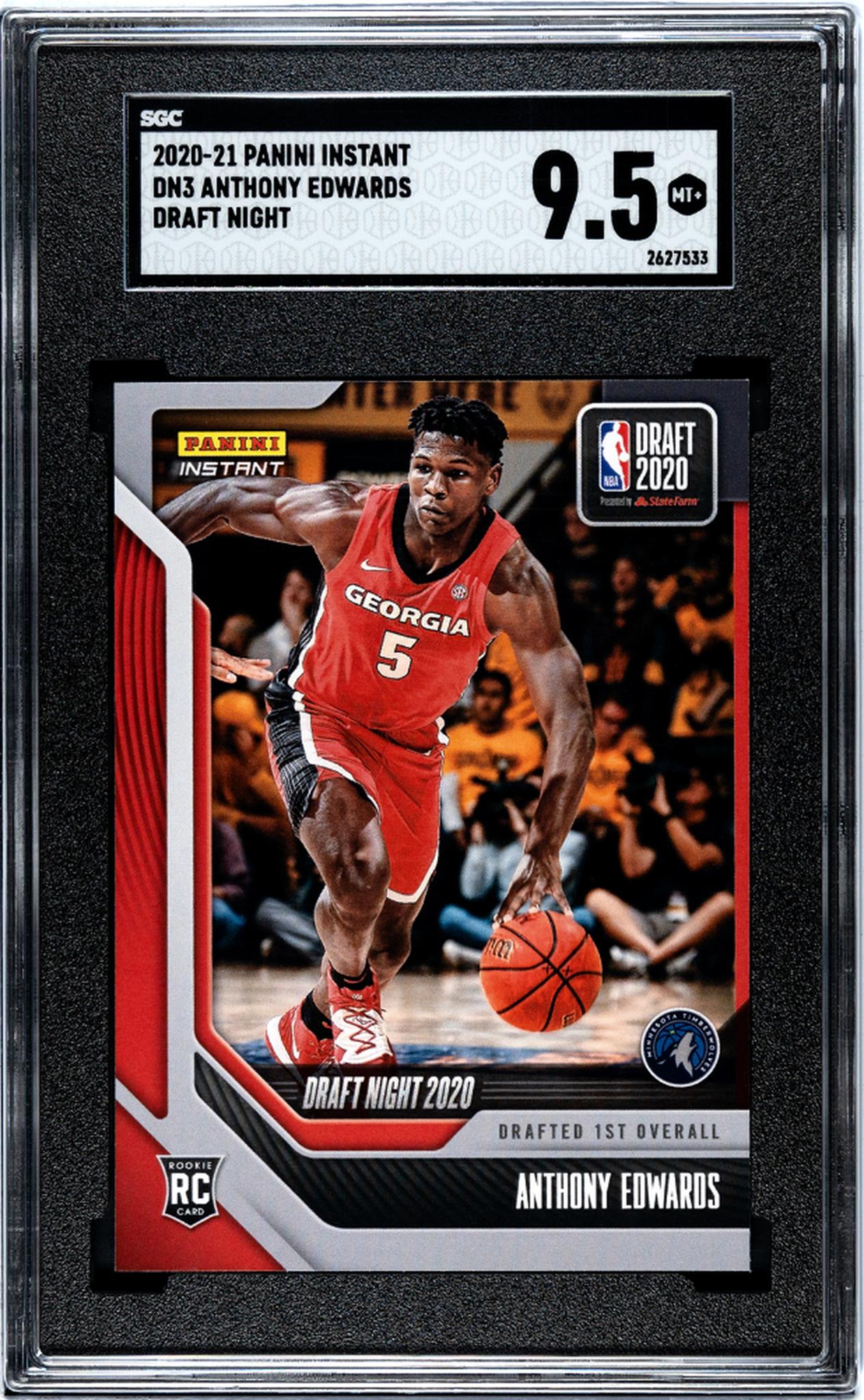 2020-21 Panini Instant Draft Night 2020 Anthony Edwards #DN3 RC /2207 SGC 9.5