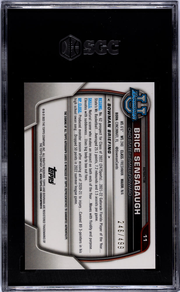 2022 Bowman #11 Brice Sensabaugh /499 SGC 9.5