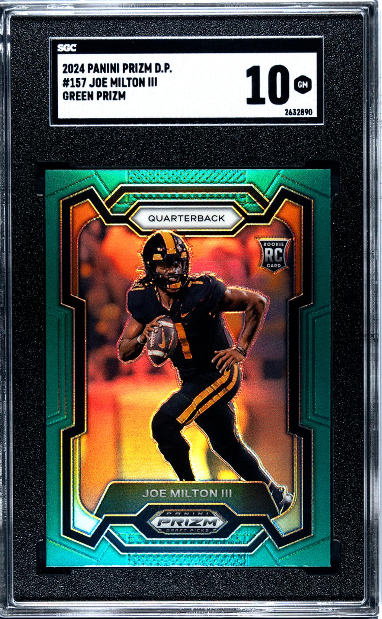 2024 Panini Prizm Draft Picks #157 Joe Milton III Green Prizm SGC 10