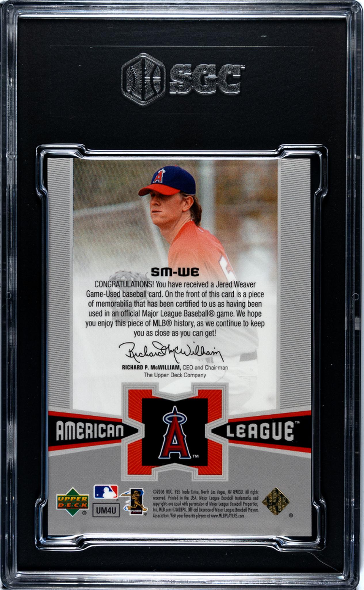 2006 Upper Deck Special FX Jered Weaver #SM-WE Patch SGC 9