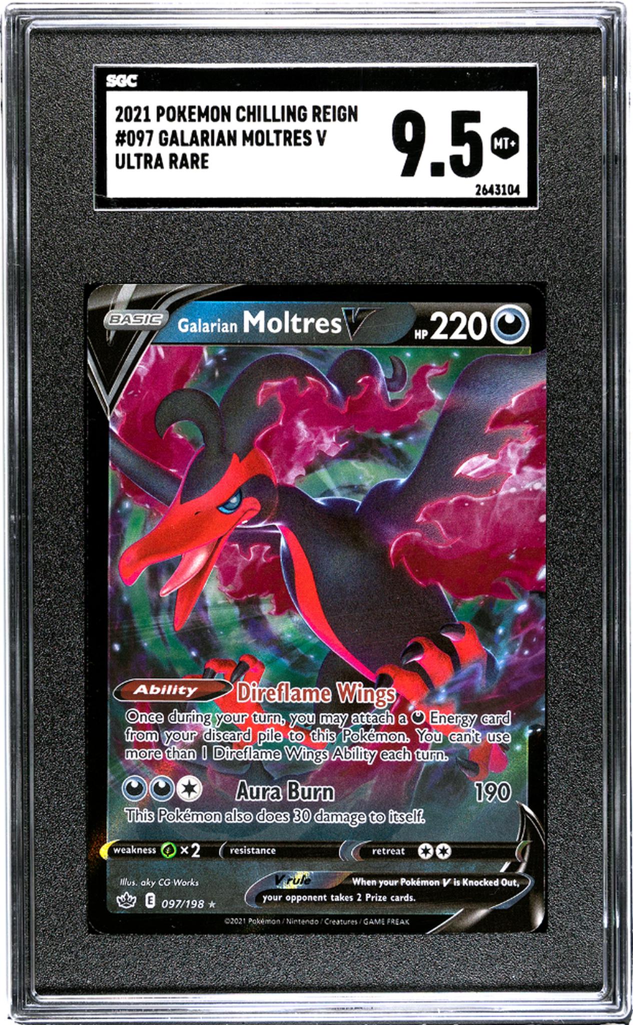 2021 Pokemon Chilling Reign #097 Galarian Moltres V Ultra Rare SGC 9.5