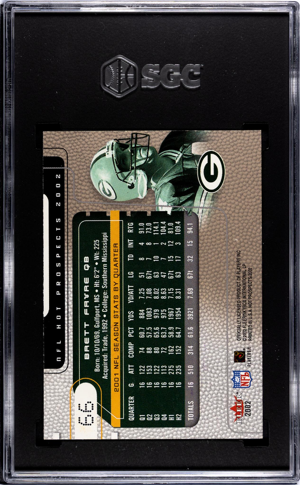 2002 Fleer Hot Prospects Brett Favre #66 SGC 8