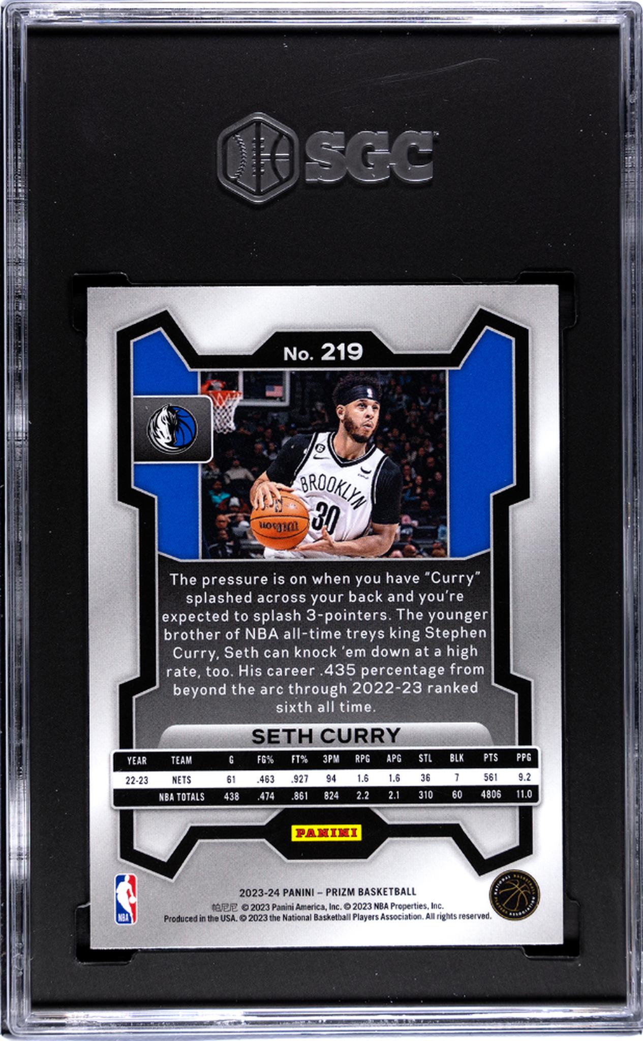 2023-24 Panini Prizm Seth Curry #219 SGC 10