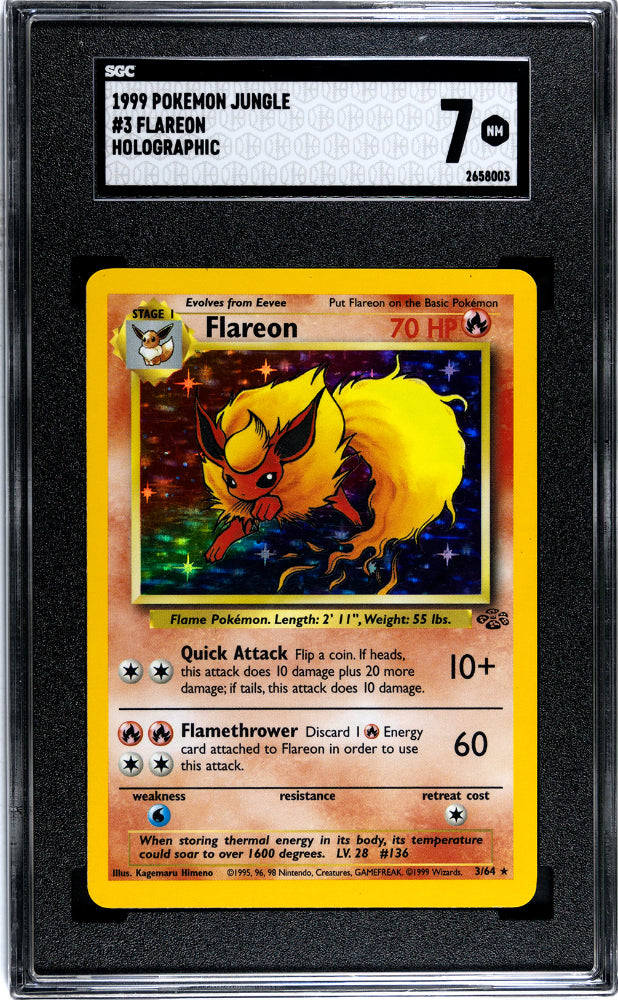 1999 Pokémon Jungle Flareon #3 Holographic SGC 7