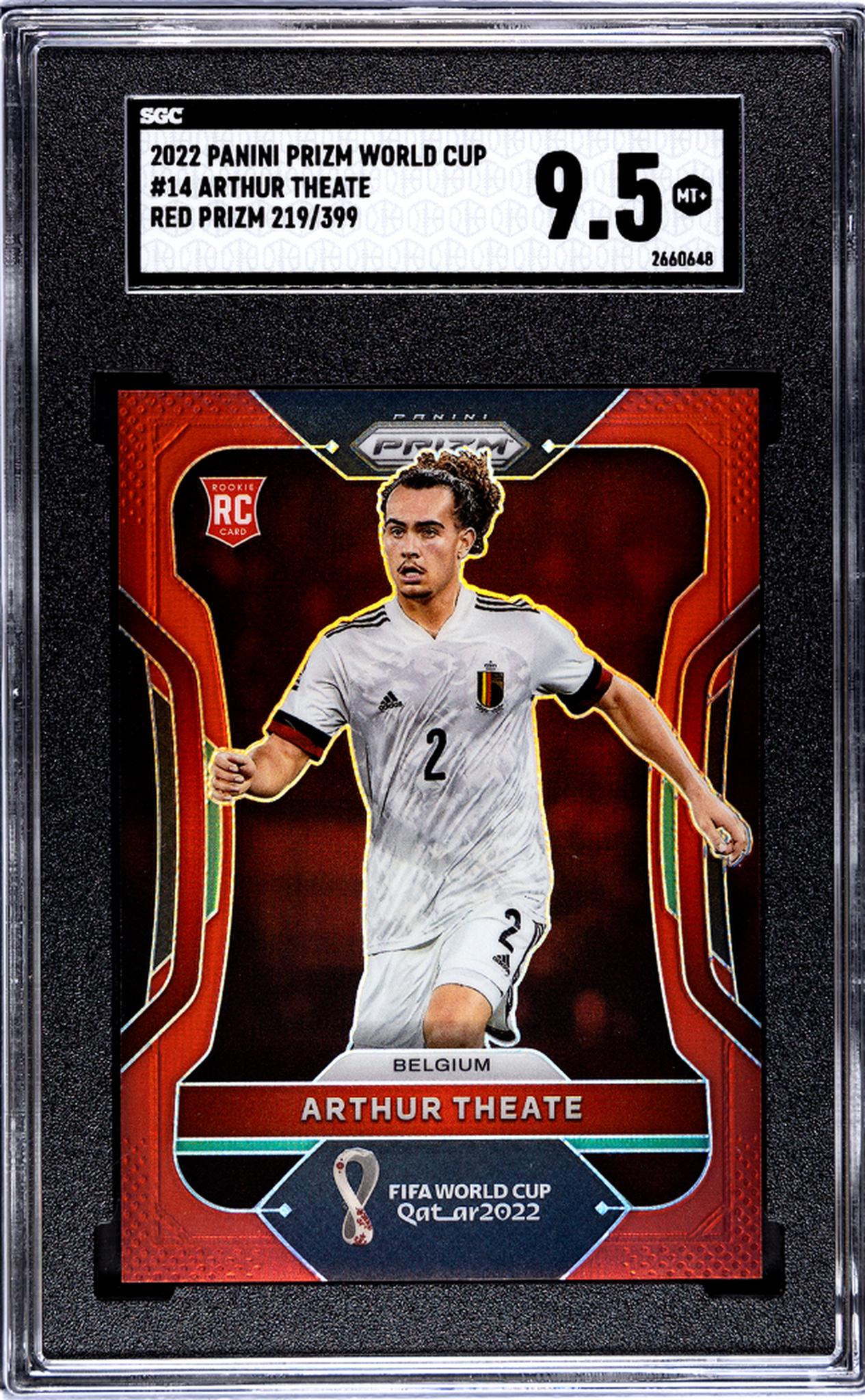 2022 Panini Prizm World Cup Red Prizm Arthur Theate #14 RC /399 SGC 9.5