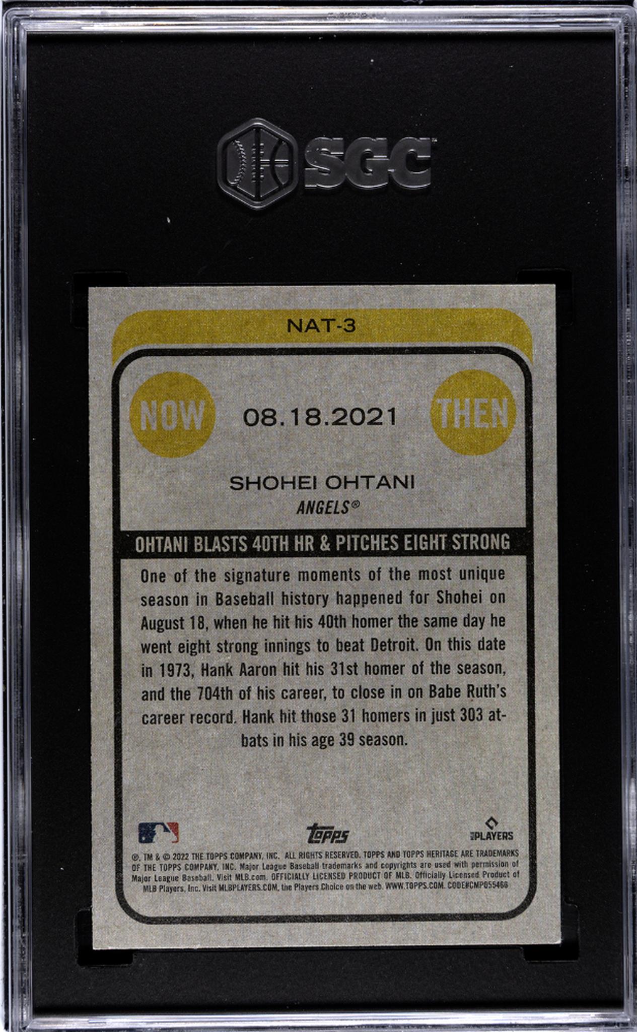 2022 Topps Heritage Now And Then Shohei Ohtani #NAT-3 SGC 9.5