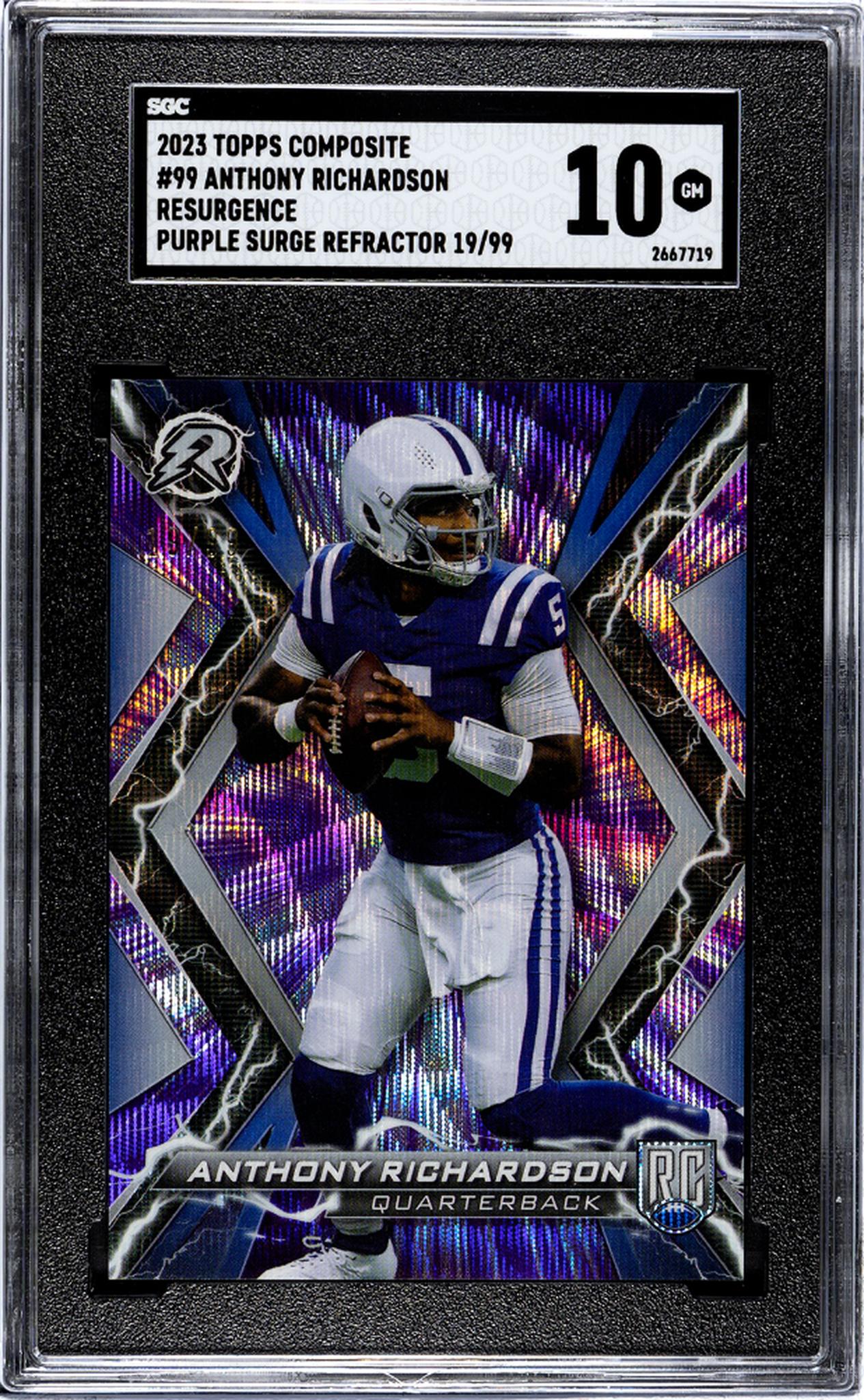 2023 Topps Composite #99 Anthony Richardson Resurgence Purple Surge Refractor 19/99 SGC 10