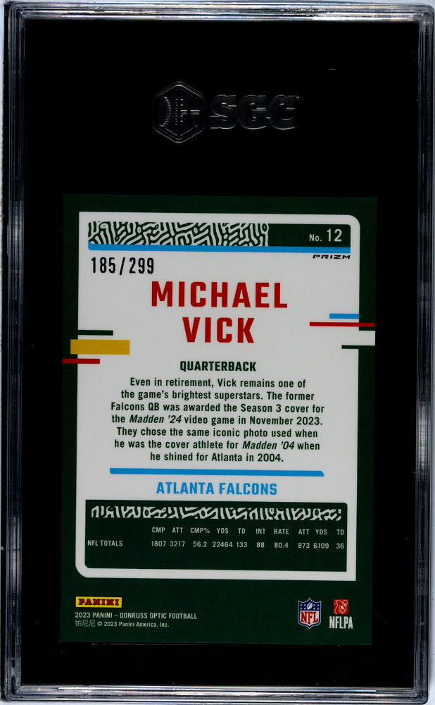 2023 Panini Donruss Optic #12 Michael Vick Aqua /299 SGC 10