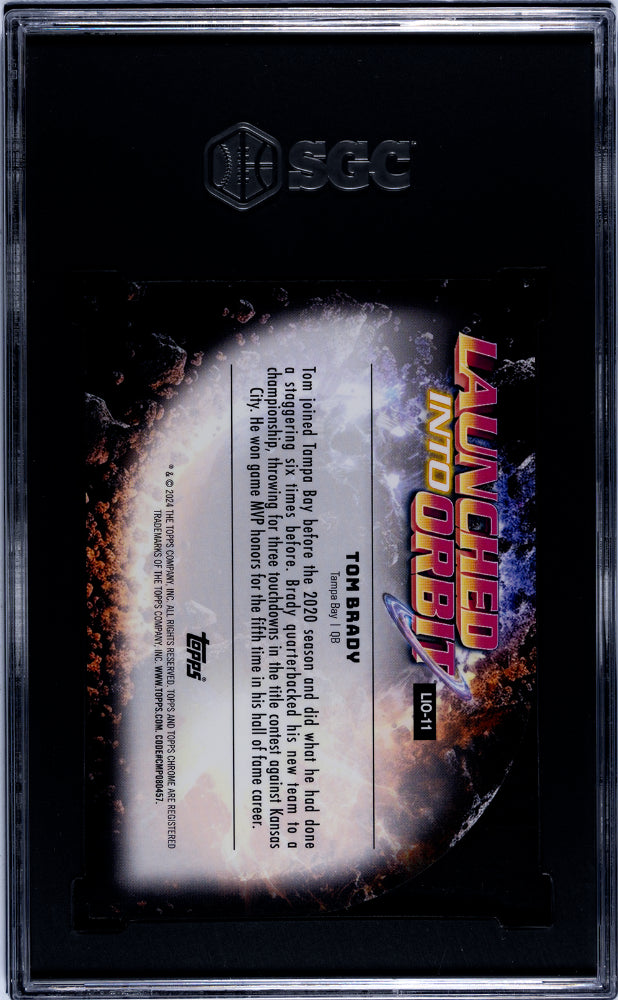 2024 Topps Cosmic Chrome #LIO-11 Tom Brady Launched Into Orbit SGC 9