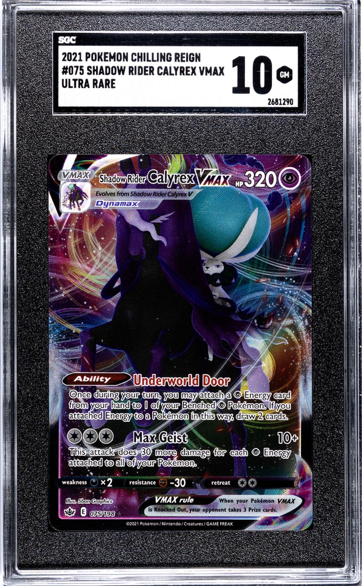 2021 Pokemon Chilling Reign VMAX Shadow Rider Calyrex #075 Ultra Rare SGC 10