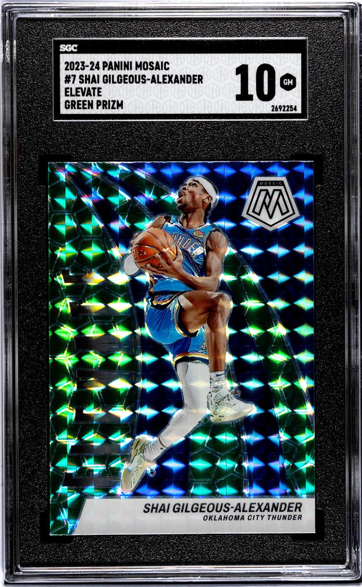 2023-24 Panini Mosaic #7 Shai Gilgeous-Alexander Elevate Green Prizm SGC 10