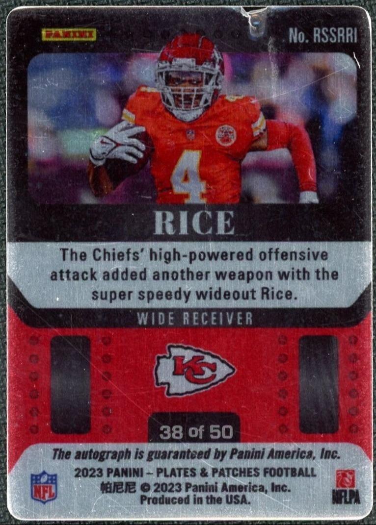 2023 Plates & Patches Rookie Steel Signatures Vector /50 Rashee Rice Auto RC
