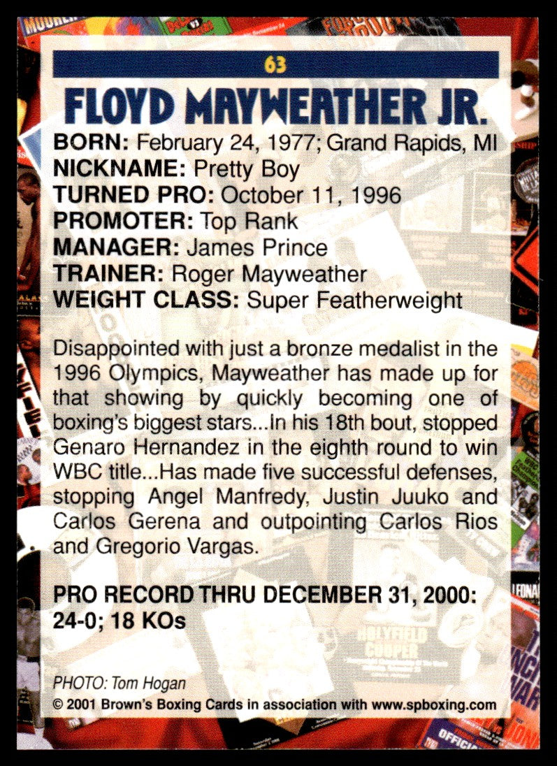 2001 Brown's Boxing Cards 63 Floyd Mayweather Jr.
