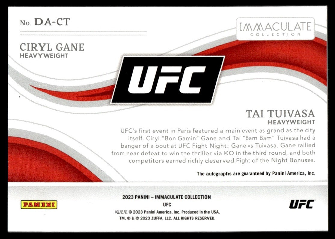2023 Panini Immaculate Collection DA-CT Ciryl Gane Tai Tuivasa /25 Auto