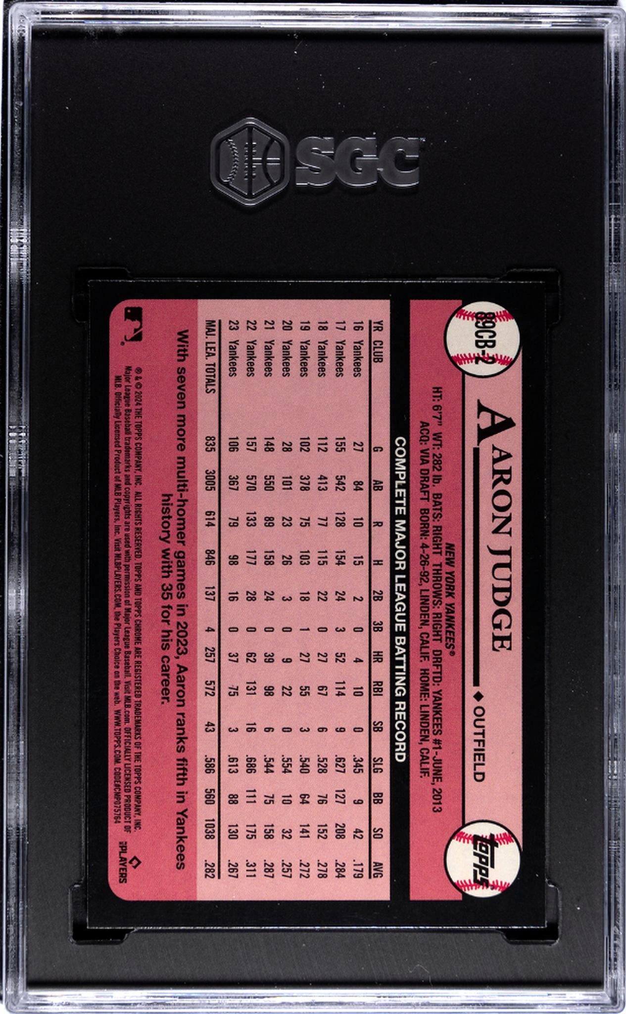 2024 Topps Chrome #89CB-2 Aaron Judge '89 Des. SGC 10