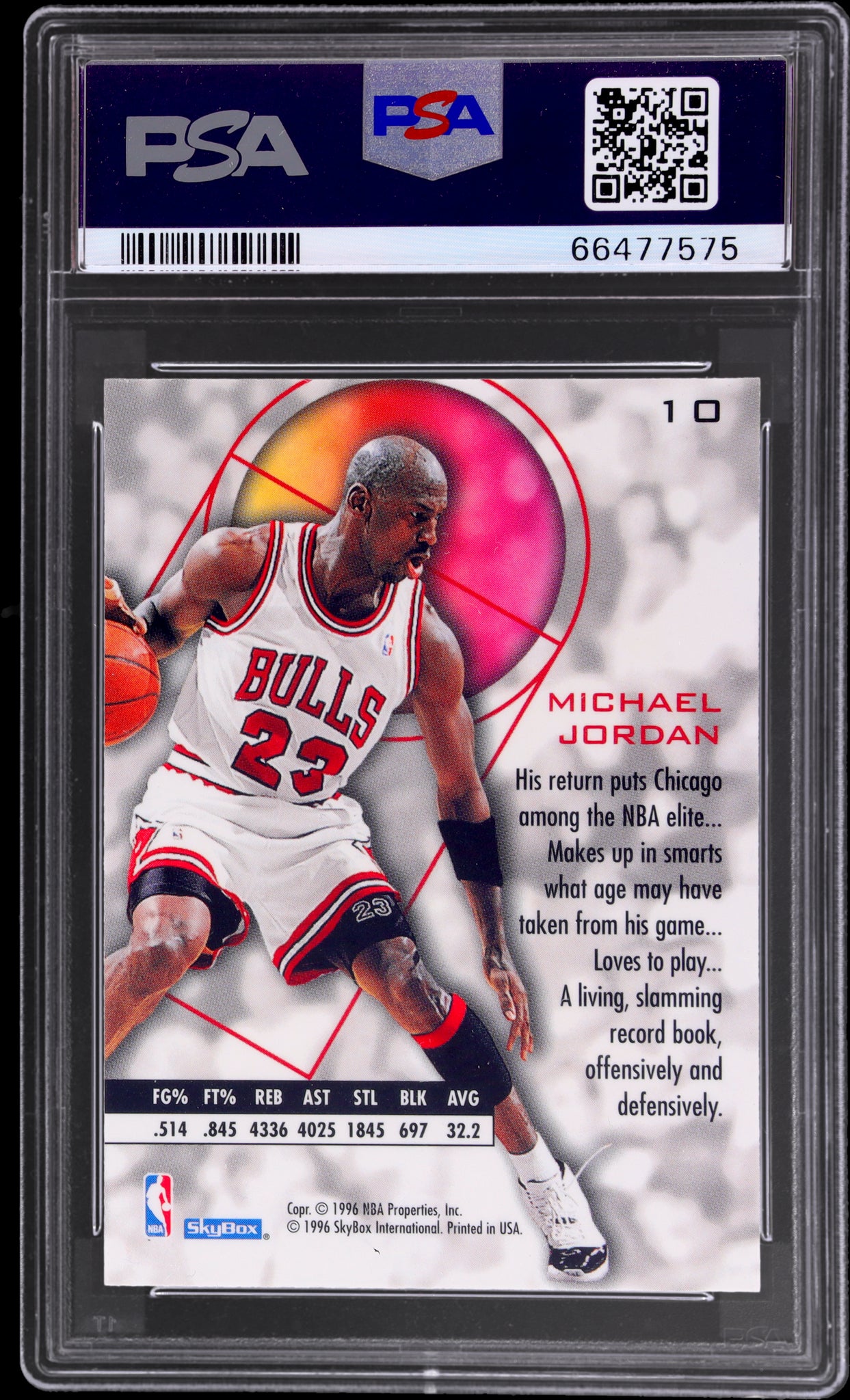 1995 Skybox E-Xl #10 Michael Jordan PSA 8