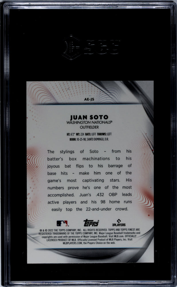 2022 Topps Finest #AE-JS Juan Soto Aura of Excellence SGC 10