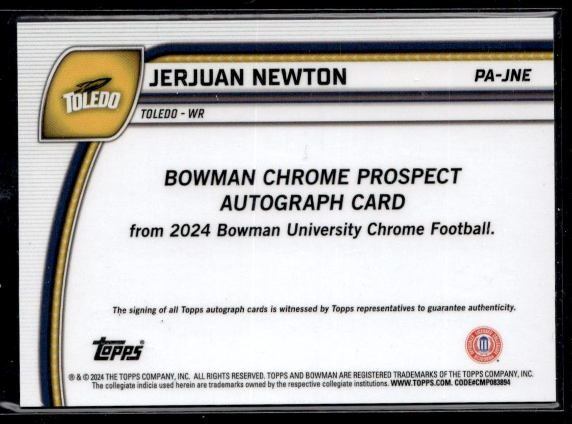 2024 Topps Bowman University Chrome Jerjuan Newton #PA-JNE Auto /10