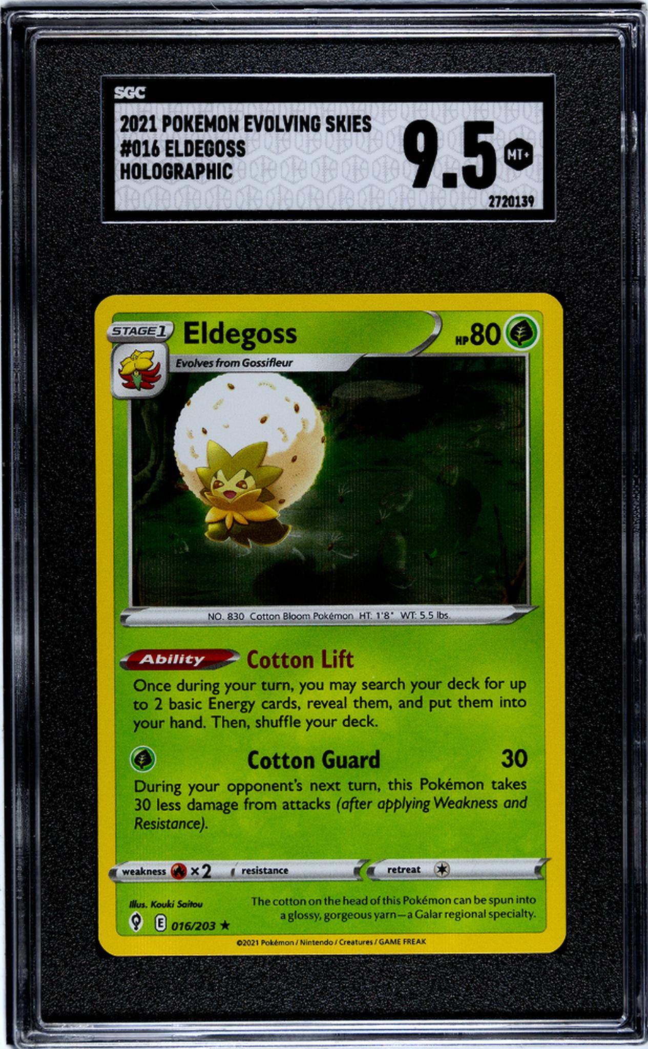 2021 Pokémon Sword & Shield Evolving Skies Eldegoss #016/203 Holo SGC 9.5