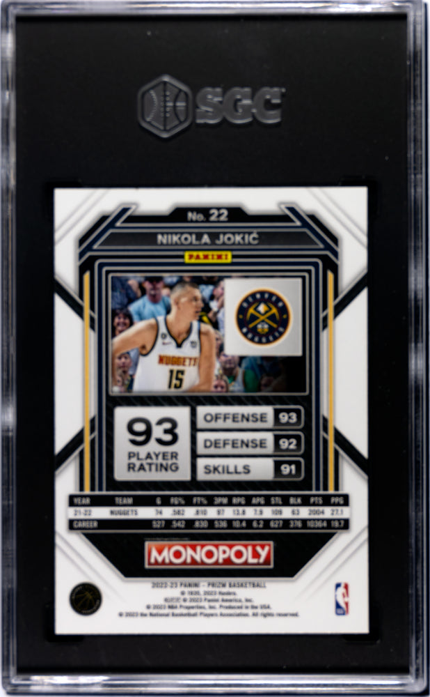 2022 Panini Prizm Monopoly Nikola Jokić #22 SGC 9