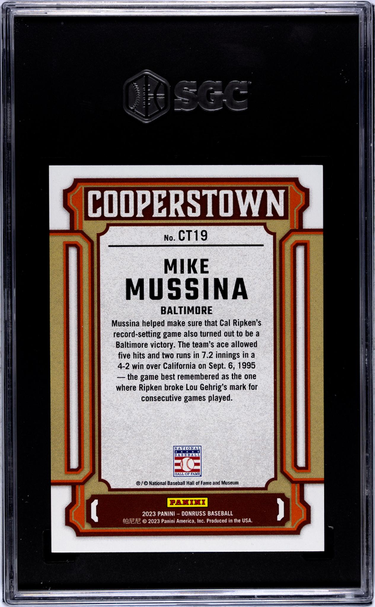 2023 Panini Donruss #CT19 Mike Mussina Silver /349 SGC 9.5