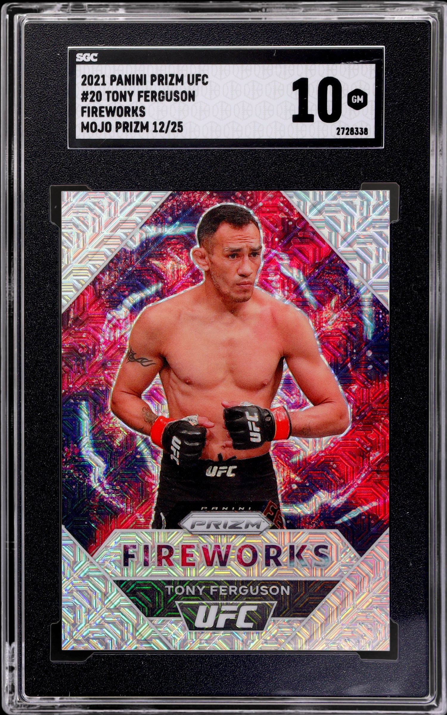 2021 Panini Prizm Fireworks Tony Ferguson #20 Mojo /25 SGC 10