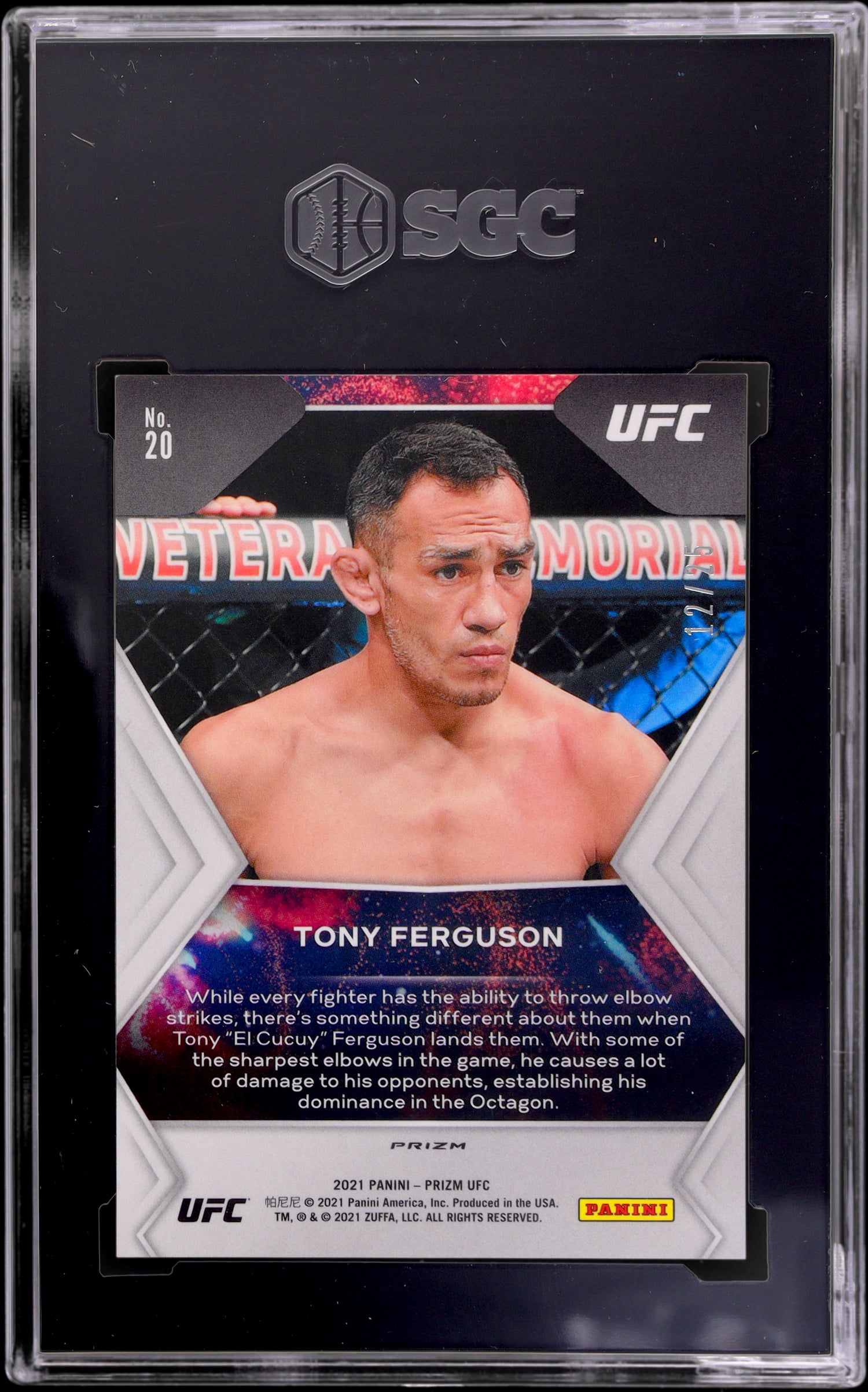 2021 Panini Prizm Fireworks Tony Ferguson #20 Mojo /25 SGC 10