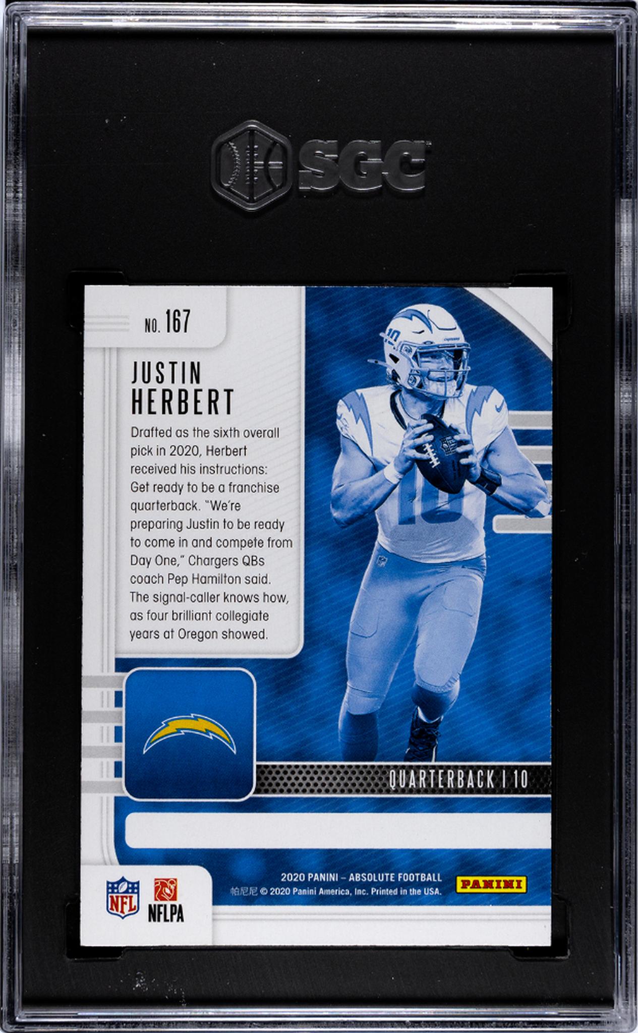 2020 Panini Absolute #167 Justin Herbert  Rookie  SGC 9