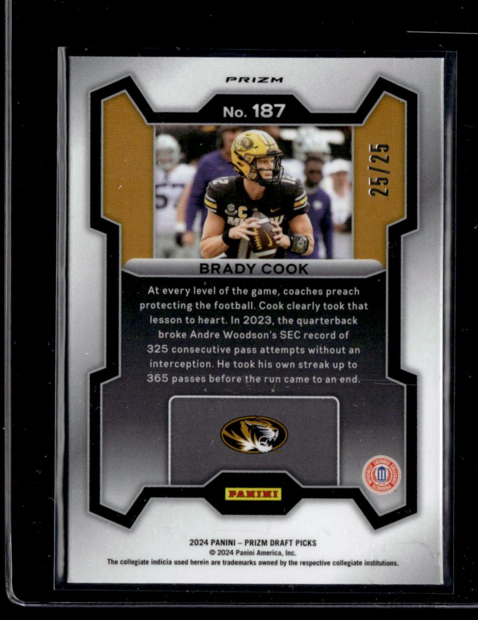 2024 Panini Prizm Tigers Brady Cook #187 /25