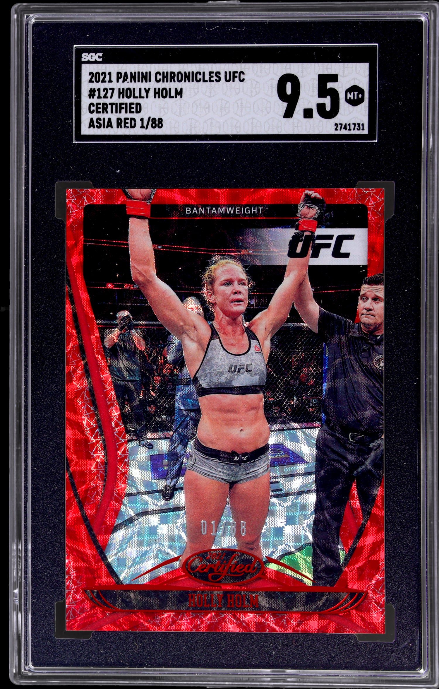 2021 Panini Chronicles Certified Holly Holm #127 Asia Red 1/88 SGC 9.5