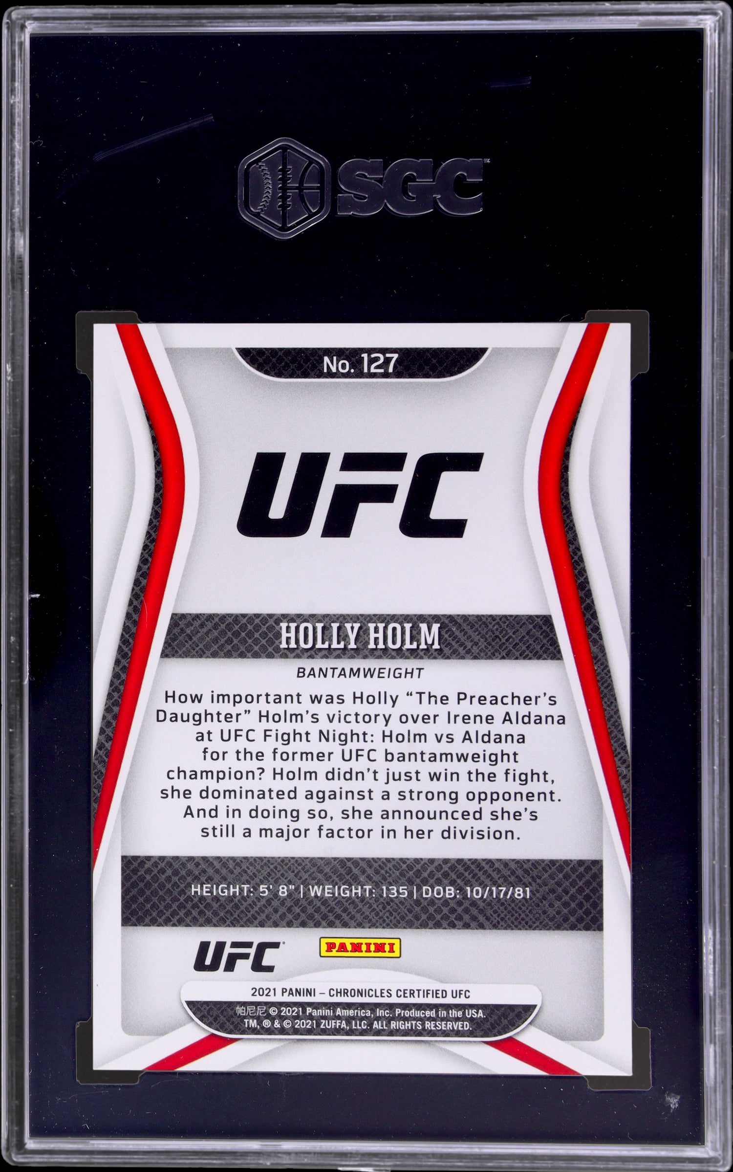2021 Panini Chronicles Certified Holly Holm #127 Asia Red 1/88 SGC 9.5