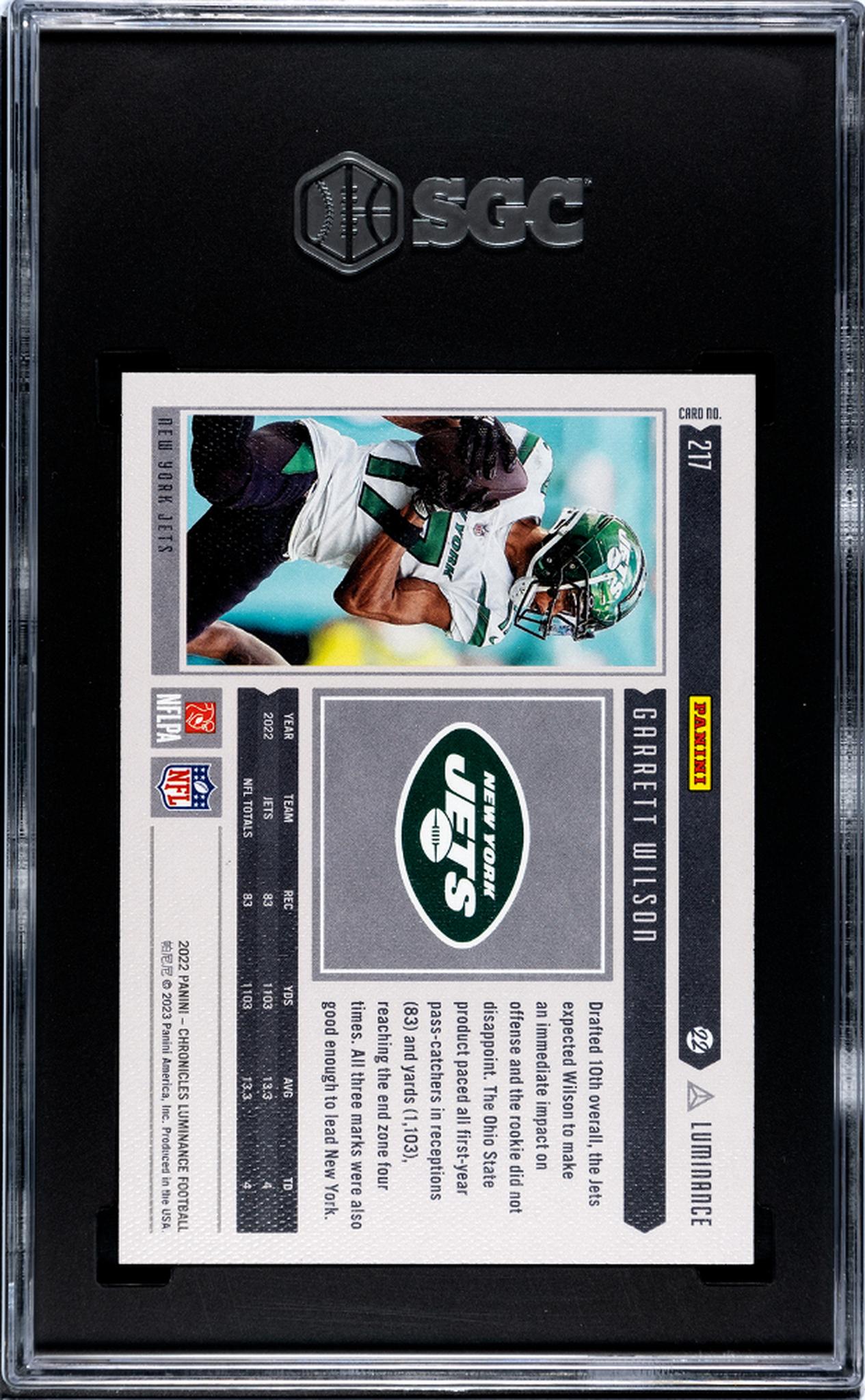 2022 Panini Chronicles #217 Garrett Wilson Luminance SGC 10