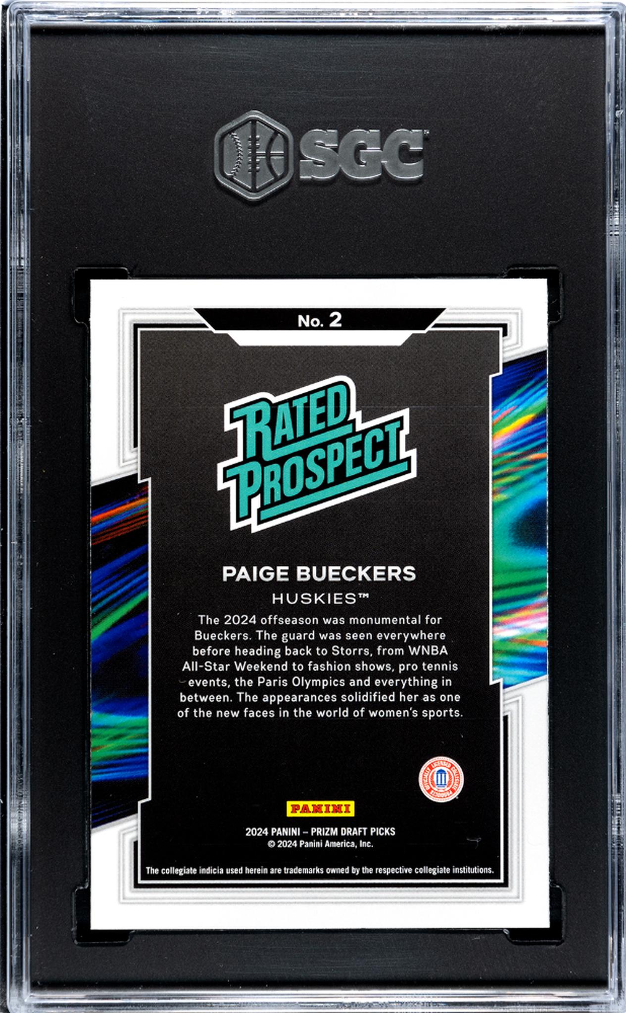 2024-25 Panini Prizm Draft Picks Rated Prospect Paige Bueckers #2 SGC 9.5