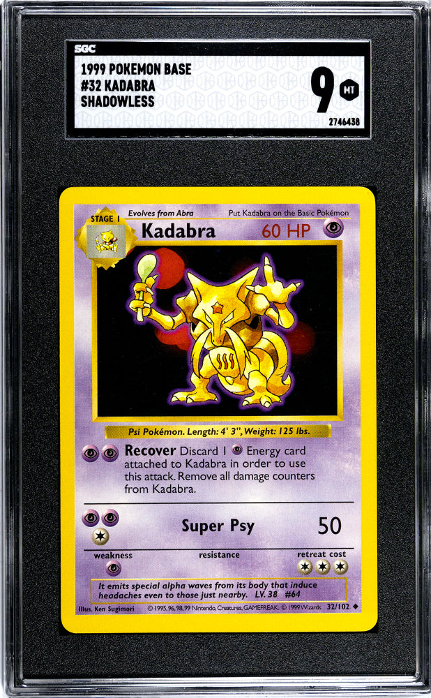 1999 Pokémon Base Kadabra #32 Shadowless SGC 9
