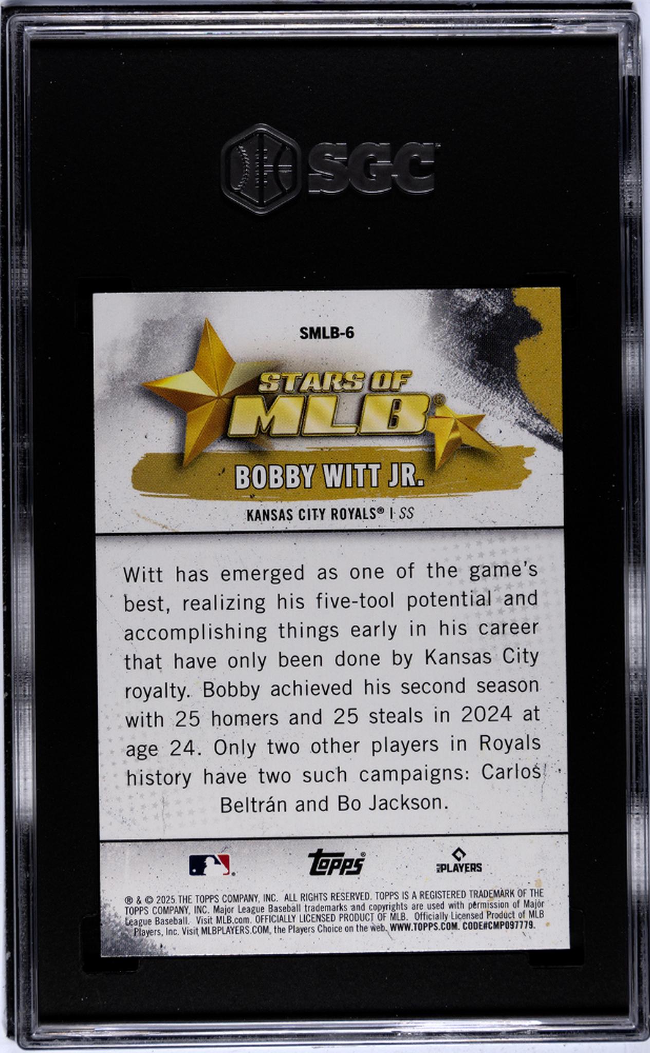 2025 Topps Stars of MLB Bobby Witt Jr. #SMLB-6 SGC 10