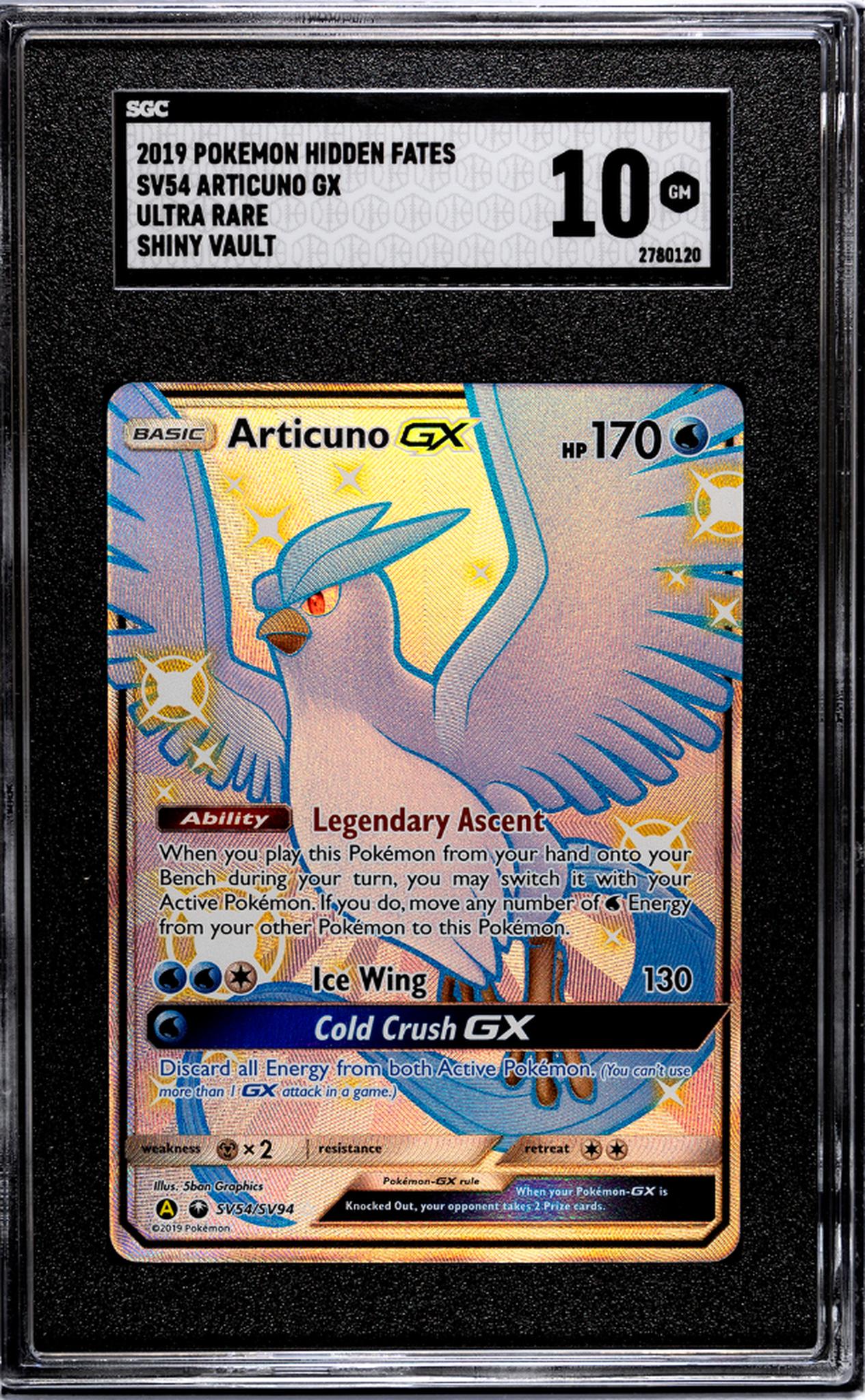 2019 Pokemon Hidden Fates Shiny Vault Articuno GX #SV54/SV94 Ultra Rare SGC 10